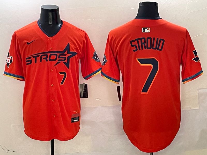 Men Houston Astros #7 Stroud Orange Fourth generation Joint Name Nike 2025 MLB Jersey style 4->houston astros->MLB Jersey